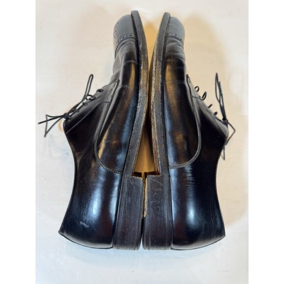 Size 9 EE Salvatore Ferragamo Black Wingtip Leather Lace Up Oxford Dress Shoes main image 9